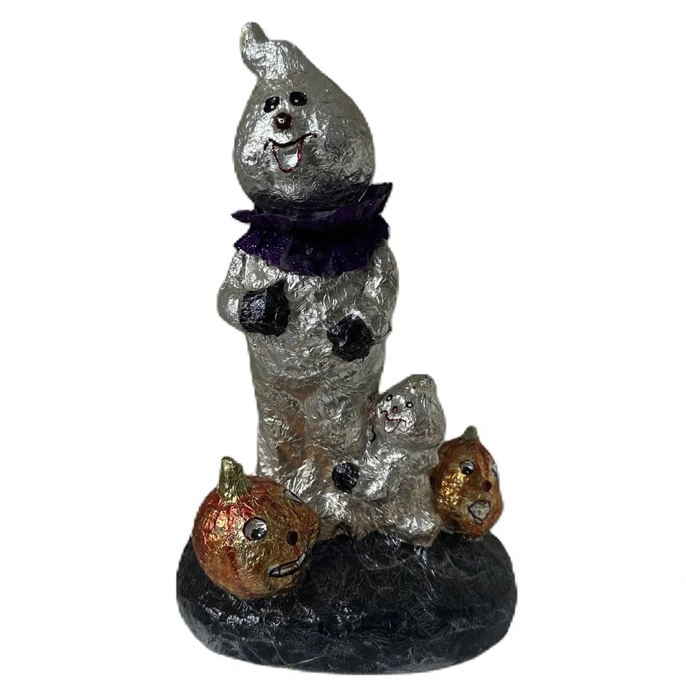 Halloween Ghost Foil Figurine and Pumpkins  Vintage Decor - Picture 7 of 15